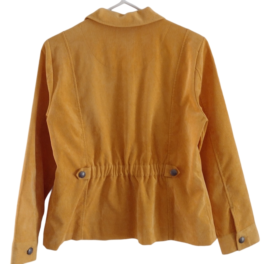 Christopher & banks petite medium m/p sunflower yellow zip corduroy jack… - Picture 3 of 11